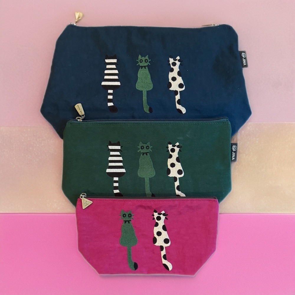 🆕💕Eco Bags Zip Closures Lined Navy Blue (Large) Green (Medium) & Fuchsia (Small)